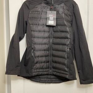 GERRY Women's Medium Quilted Black Puffer Jacket Full Zip Hybrid Layer